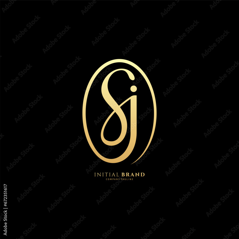 Obraz premium SJ initial signature logo. Handwriting logo template vector