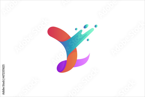 Y letter logo design template with splash effect