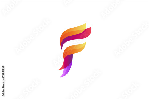 F fire logo design concept