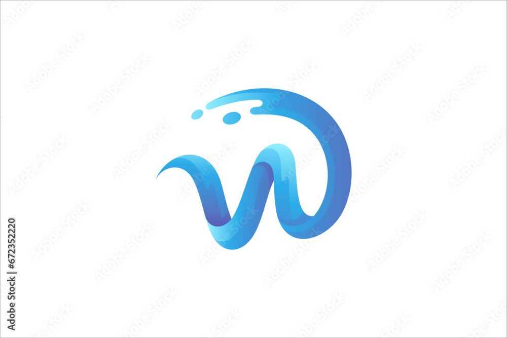 Obraz premium Wave letter W logo design