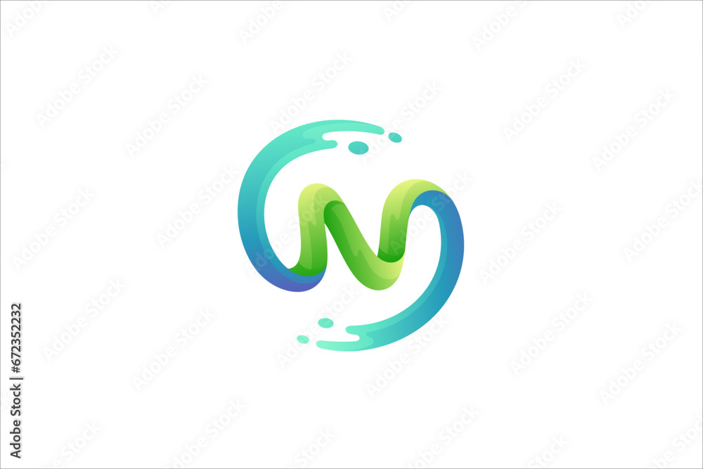 N logo with water splash N logo with water splash