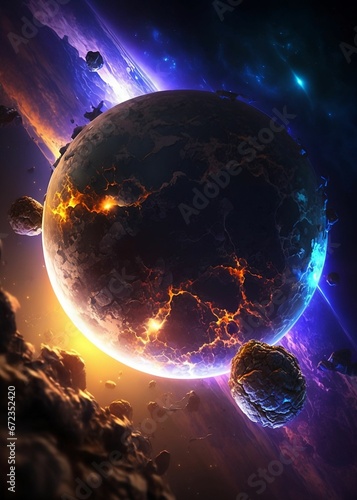 AI generated illustration of a vibrant and dynamic celestial scene photo