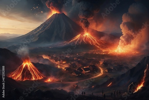 A Fiery Spectacle: Volcano Eruption Unleashed Amidst Urban Landscape