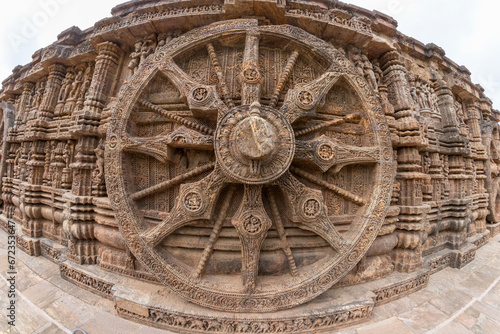 Ancient Indian architecture Konark Sun Temple in Odisha, India. This historic temple was built in 13th century. This temple is an world heritage site. photo