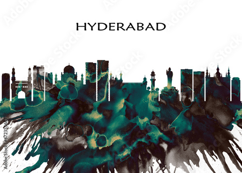 Hyderabad Skyline. Cityscape Skyscraper Buildings Landscape City Downtown Abstract Landmarks Travel Business Building View Corporate Background Modern Art Architecture 