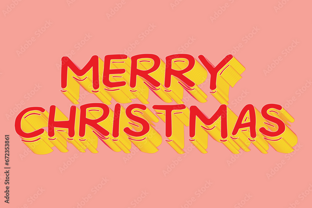 Delight Festive Charm Pink Christmas Card Adorned red Text Merry Christmas Yellow shadows Simple winter design Calentar cover New year mood December template Banner Poster Doodle style Youthful 3d Joy
