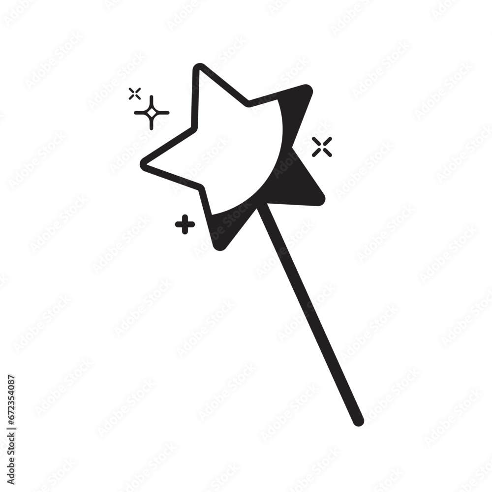 Isolated monochrome wand with a star shape icon Vector Isolated monochrome wand with a star shape icon Vector