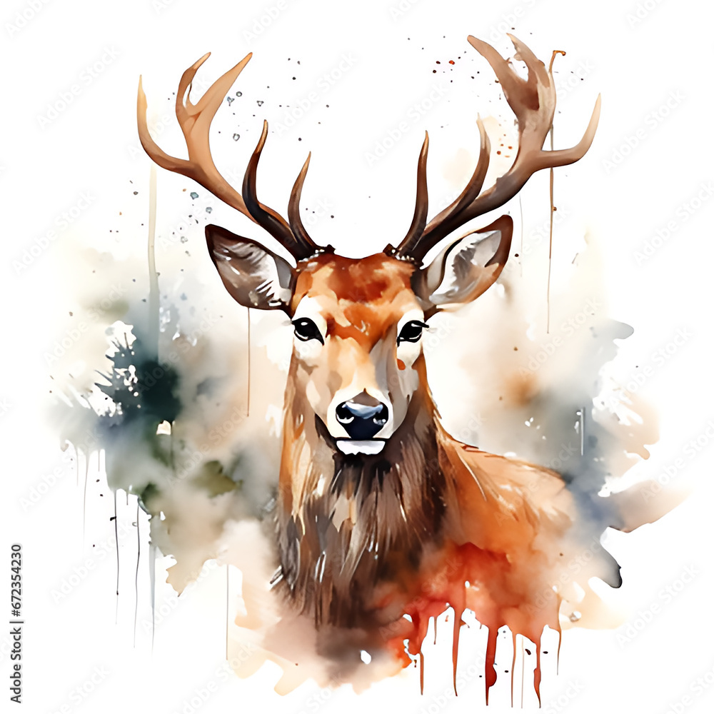 reindeer watercolor illustration