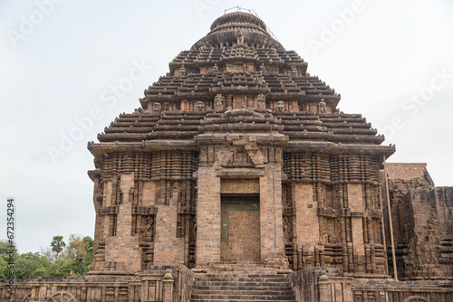 Ancient Indian architecture Konark Sun Temple in Odisha, India. This historic temple was built in 13th century. This temple is an world heritage site. photo