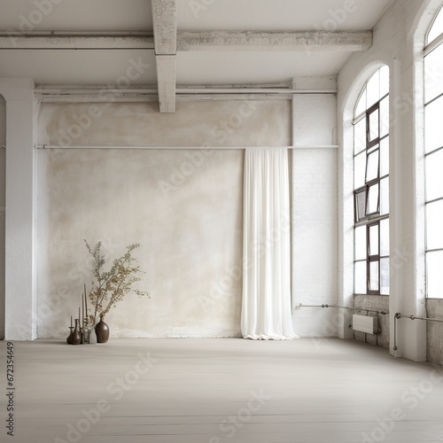 Empty interior design room with Shiny floor. AI generated image