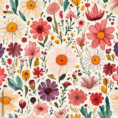 seamless pattern with flowers flower background © Aneeba