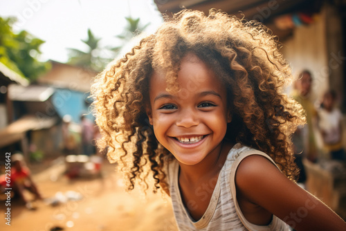 A smiling girl in a brazilian slum