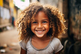 A smiling girl in a brazilian slum