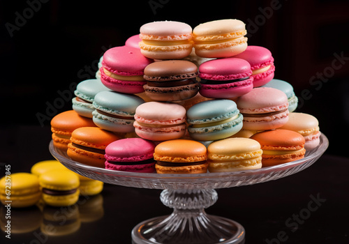 colorful macaroons in glass vase