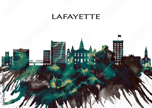 Lafayette Skyline. Cityscape Skyscraper Buildings Landscape City Downtown Abstract Landmarks Travel Business Building View Corporate Background Modern Art Architecture 