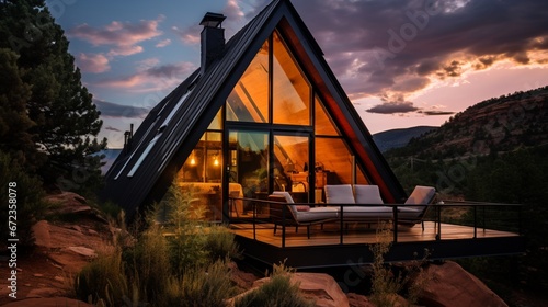 Unique Glass and Cedar A-Frame Modern house 