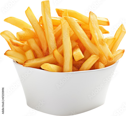 Heap of Delicious Tasty French fries in bowl, PNG, Transparent, isolate. photo