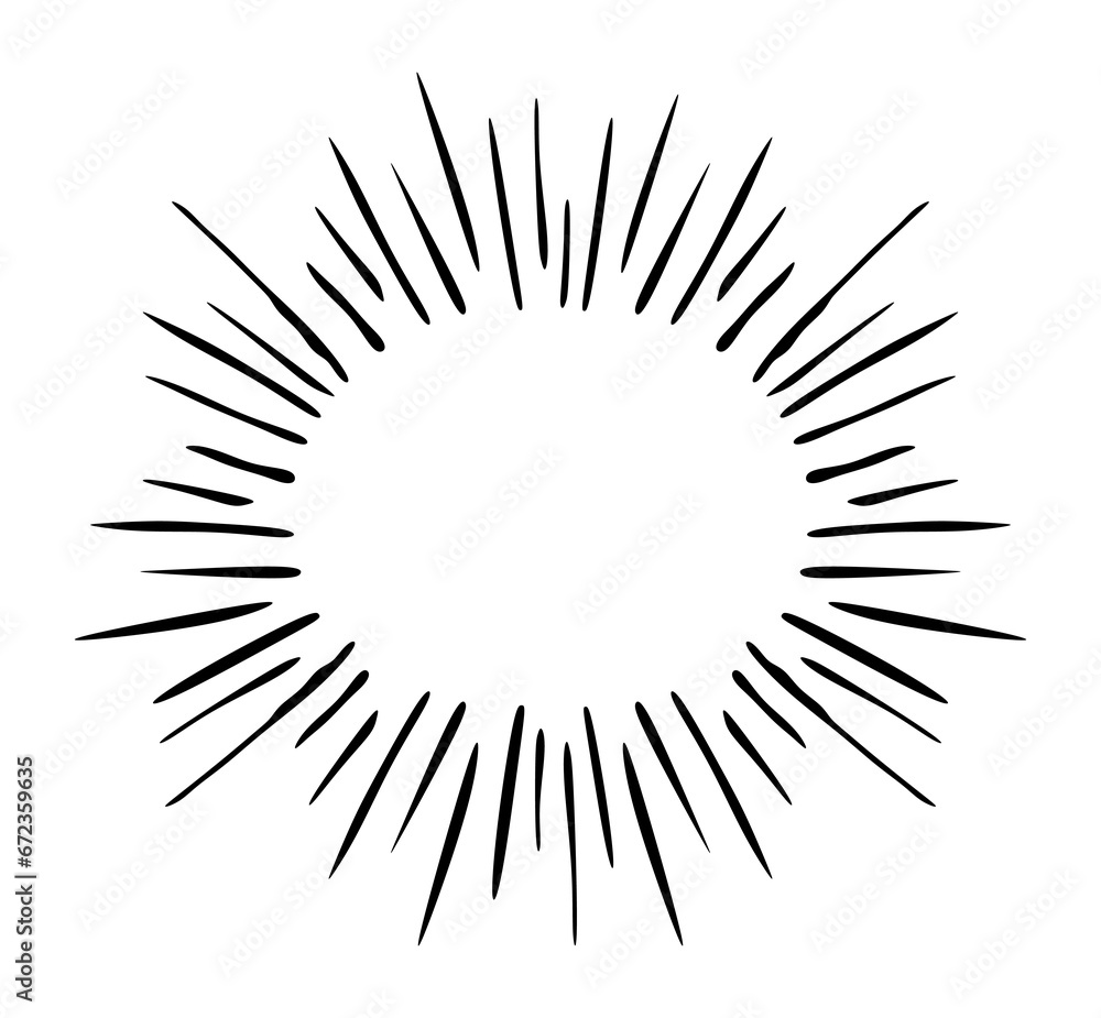 Abstract explosion frame. Hand drawn explosion radial lines isolated on white background. Comic flash, explosive flash, Cartoon boom in doodle style. Radial burst or bang. Vector illustration Abstract explosion frame. Hand drawn explosion radial lines isolated on white background. Comic flash, explosive flash, Cartoon boom in doodle style. Radial burst or bang. Vector illustration
