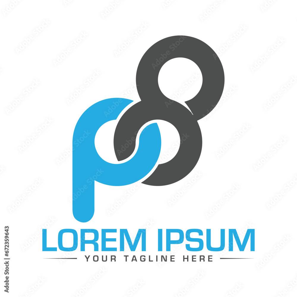 Fototapeta premium P8 Letter Logo Design Unique and Modern Logo Design
