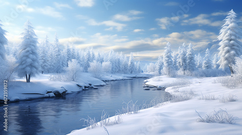 winter wonderlandd landscape with mountain © Birol Dincer 