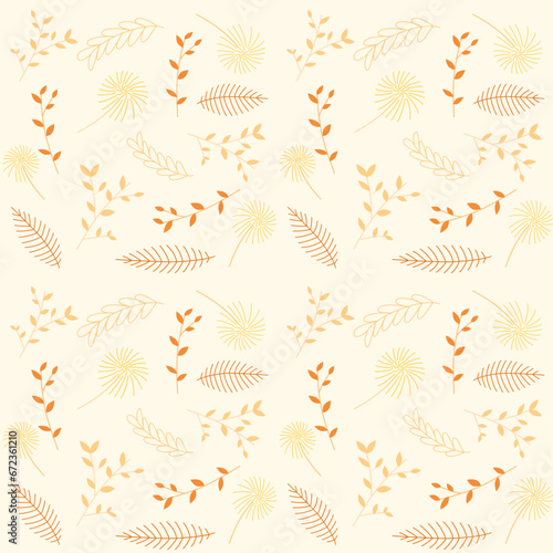 Seamless pattern of set of leaf and foliage vector background for design, decoration, printing 