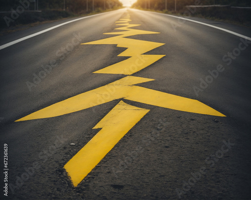yellow arrow on the road