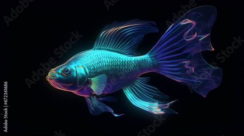 fantasy Glowfin glpwing bioluminescent fish with irid.Generative AI © shuvodesign