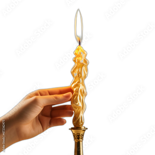 lighting the shamash candle isolated on transparent or white background, png
