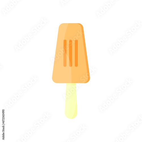 Illustration of orange ice cream or popsicle icon with stick  for shop logo, stickers, planners, etc. isolated on white background