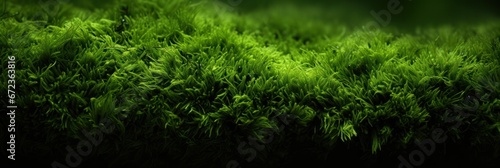  green moss with intricate details, illuminated in soft light, providing serene and organic texture