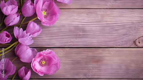  a bunch of pink flowers sitting on top of a wooden table.  generative ai