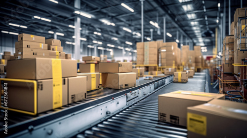 Seamless Package Movement in E-Commerce Warehouse, generated by IA