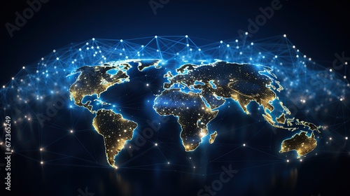 Rendering 3d Global network connection concept. AI generated image