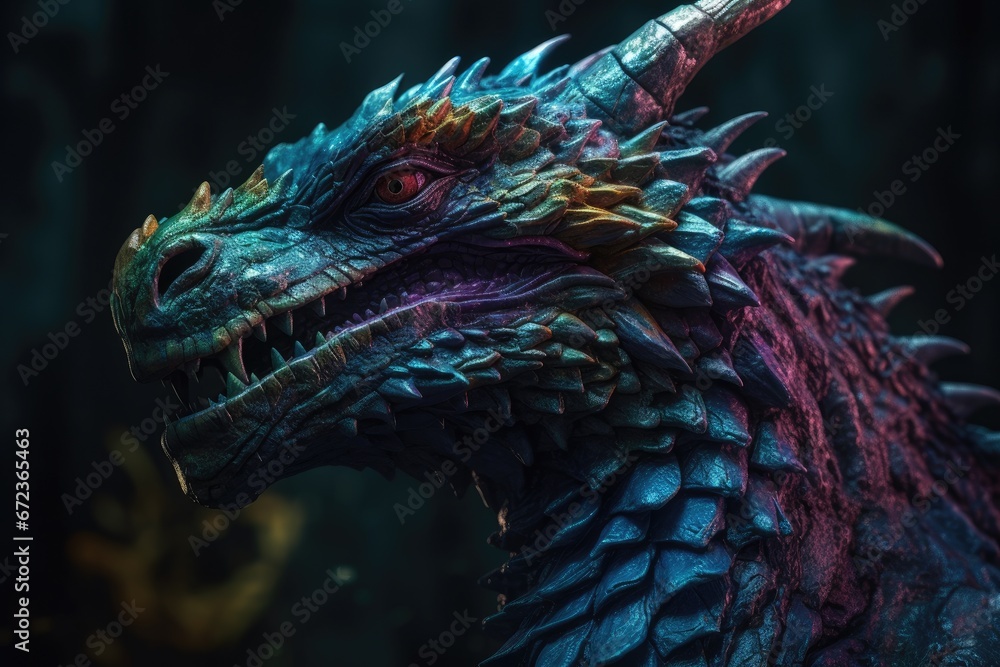Obraz premium Enchanted Mystical Dragon Closeup