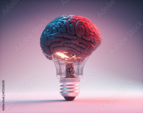 Bulb in the shape of a brain. Brainstorming creative idea.