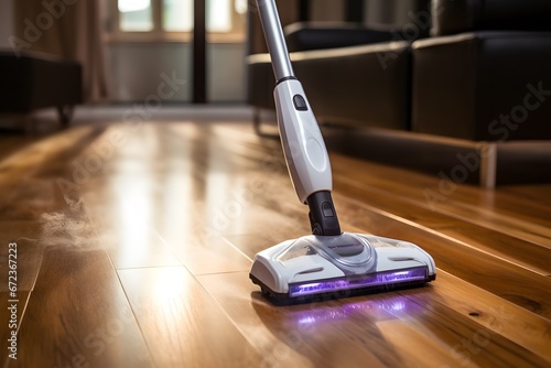 Vacuum cleaner on the floor for cleaning.