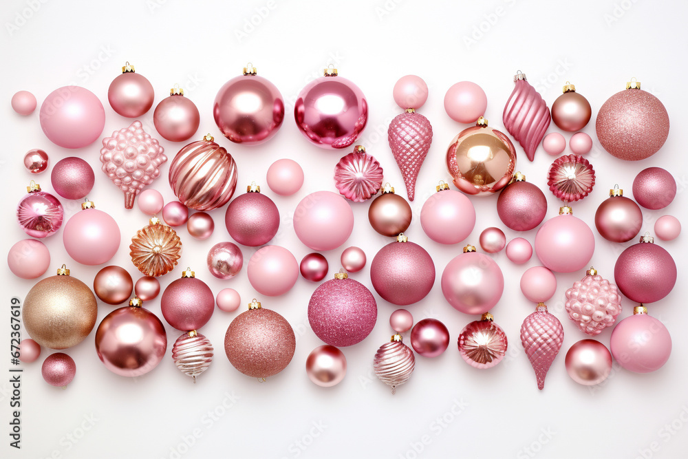 Christmas decor flat lay on white background Christmas decor flat lay on white background