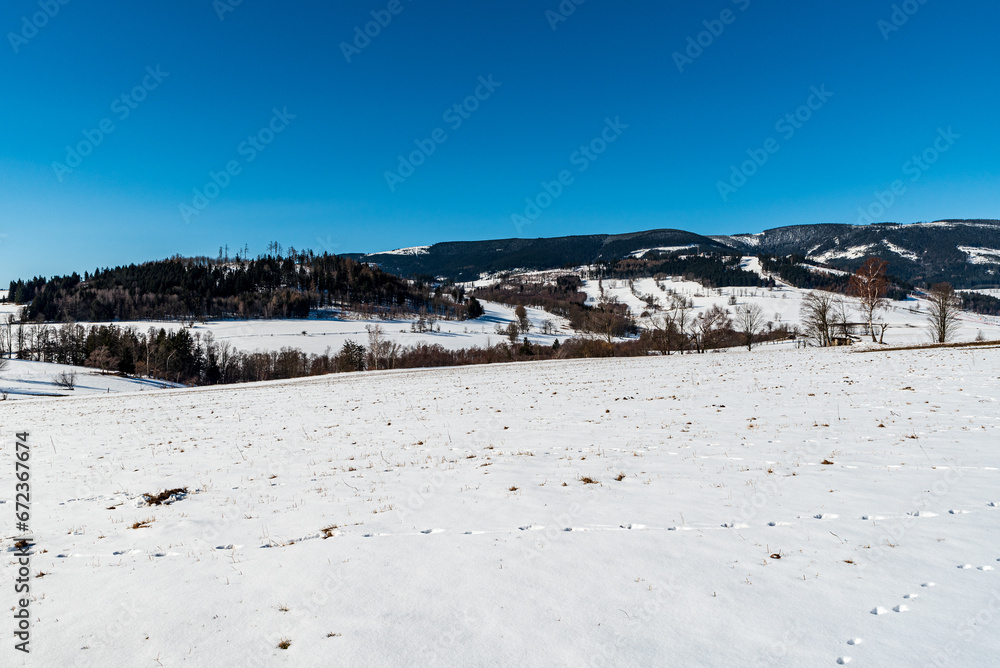 Winter above Stare Mesto in Kralicky Sneznik mountains