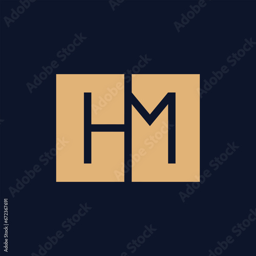 Vector illustration of a creative logo design template of HM initial letters