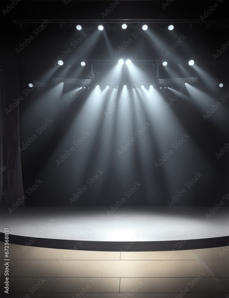 An Empty Stage Bathed in Spotlights - obrazy, fototapety, plakaty 