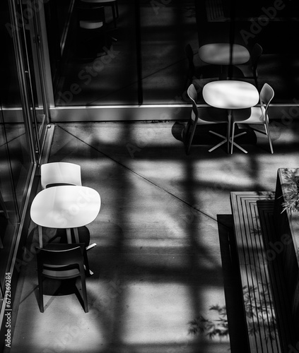 chairs and table black and white