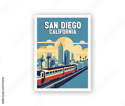 San Diego Illustration Art. Travel Poster Wall Art. Minimalist Vector art. Vector Style. Template of Illustration Graphic Modern Poster for art prints or banner design.