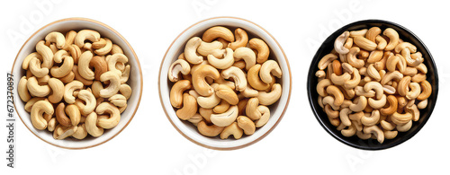 Cashew nuts in a bowl top view 