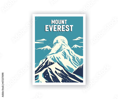 Mount Everest Illustration Art. Travel Poster Wall Art. Minimalist Vector art. Vector Style. Template of Illustration Graphic Modern Poster for art prints or banner design.