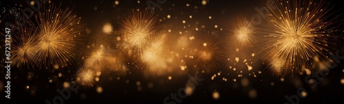 Golden firework with bokeh background. New Year celebration, Abstract Christmas and new years eve holiday background