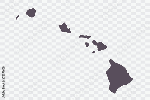 HAWAII Map. Graphite Color on White Background quality files Png