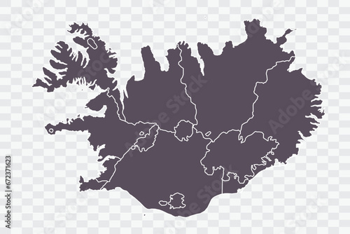 Iceland Map Graphite Color on White Background quality files Png