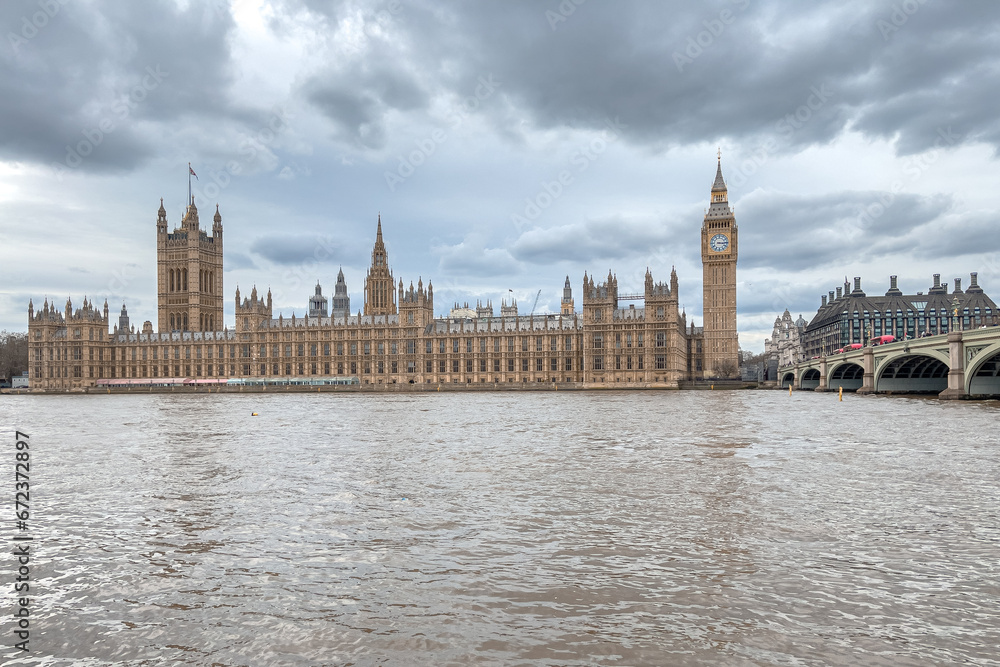 Naklejka premium Palace of Westminster and Big Ben tower in London, England
