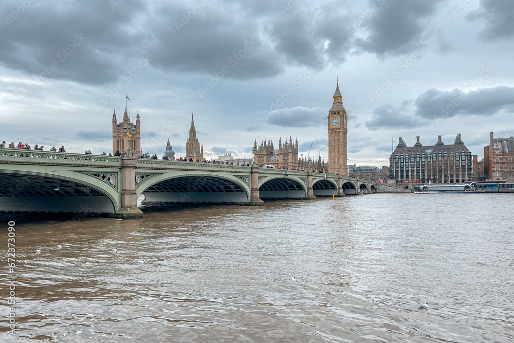 Naklejka premium Palace of Westminster and Big Ben tower in London, England