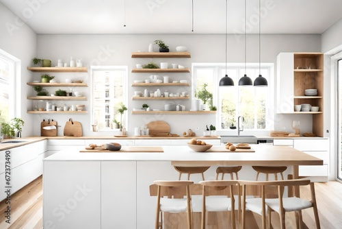 modern kitchen interior with kitchen utensils